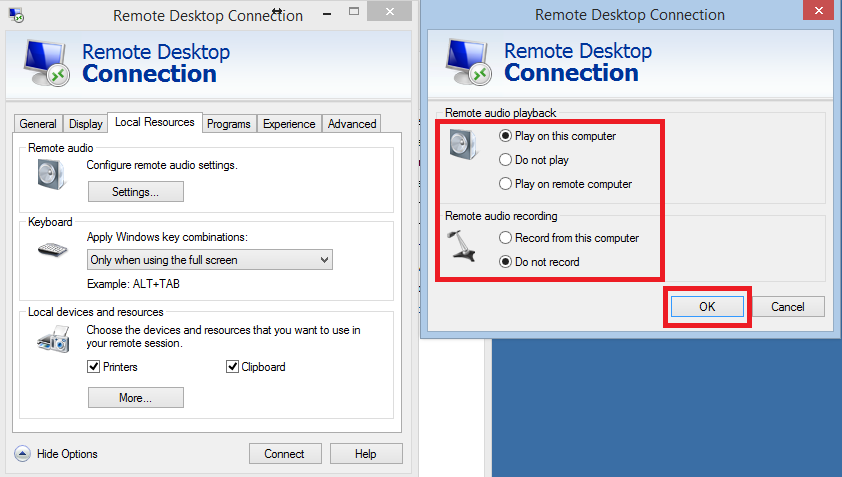 Settings Displayed